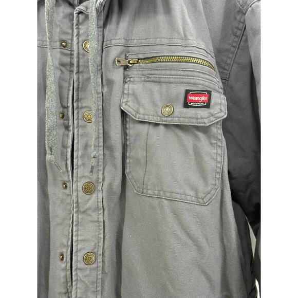 Wrangler Grey Quilted Hooded Work Jacket - Picture 2 of 6